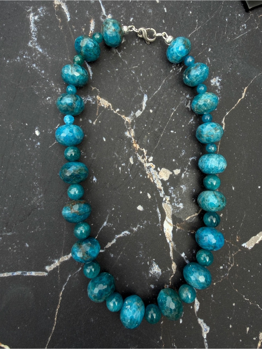 Faceted Blue Apatite Beaded Necklace